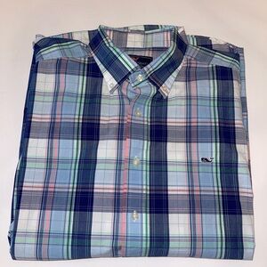 Vineyard Vines Men's XL Blue Plaid Whale Button Down Shirt